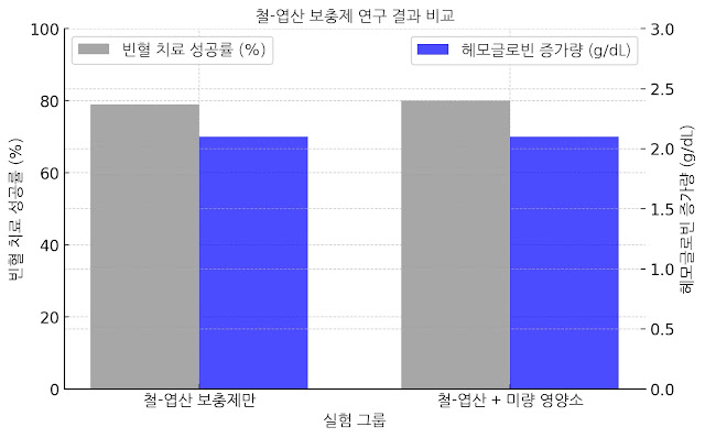 어린이 빈혈 치료를 위한 철-엽산 보충제 연구 결과 인포그래픽