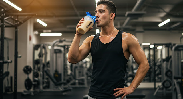 gym man drinking protein-1