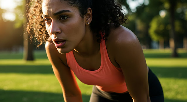 outdoor post workout breathing woman-1