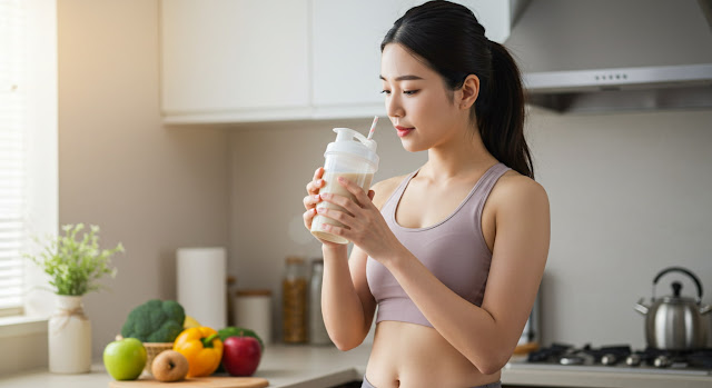 protein-shake-diet-woman-kitchen-1